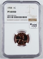 1958  Lincoln Cent   NGC PF-68 RD