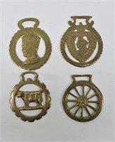 4 pcs Vintage Horse Brass