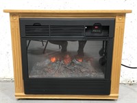 Wood framed faux fire place heater unit