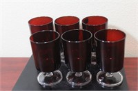 Lot of 6 Ruby Red Water Goblets