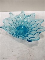 Fenton blue glass candy dish