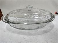 Glass rose covered dish