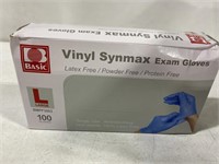 BASIC BRAND VINYL SYNMAX EXAM GLOVES - LARGE - 10
