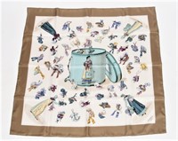 Hermes, "Paris Modiste" Silk Scarf in Cream