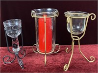 Lot of 3 Metal Candle Holders(1 Candle)