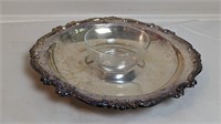 ANTIQUE SHERIDAN SILVER PLATED SERVING PLATE AND G
