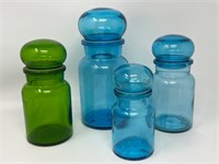 Vintage Belgian Lidded Glass Jars Canisters