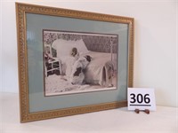 Framed Print of Girl & Dog Praying