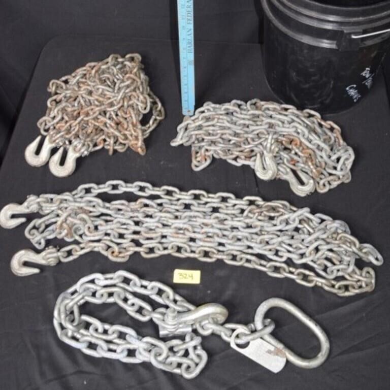 Bucket of Chains, 1) 3/8 Safety chain 3) 5/16 x