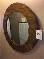 Pair of Round Wood Framed Mirrors ( 28" Diameter)