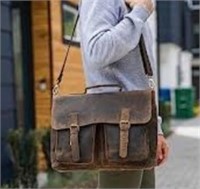 Komalc 18 Inch Leather Briefcase Laptop Messenger