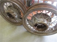 2 MATCHING ANTIQUE WIRE SPOKED RIMS