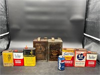 LOT OF 8 MIXED ADVERTISING CANS HARLEY + MORE