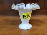 Fenton fluted milk glass vase