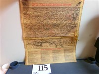 CIVIL WAR BATTLEFIELD MAP ON PARCHMENT PAPER
