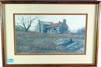 LOG HOUSE PRINT BY ROBERT TINO - SIGNED AND NUMBER