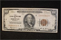 1929 $100 Federal Reserve Brown Seal Bank Note