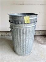 Qty 2 Galvanized Trash Bins (no lids)