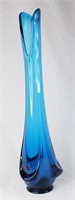 18" Blue Viking Glass Swung Vase