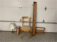 SITTING CHAIR, HAT RACK, MANTLE PIECE, & MORE