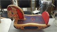 Vintage Tin + Wood Baby Rocking Horse