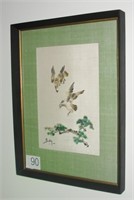Asian Framed Watercolor Ink Painting Signed Beky