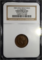 1863 CIVIL WAR TOKEN NGC