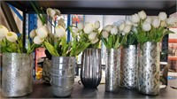 7 Asstd Large Faux Flower Arrangements in Vases