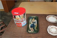 Coca-Cola 12" Tin & 19" Coca-Cola Tray