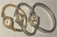 (3) Vintage Ladies Bulova Swiss Wrist Watches -