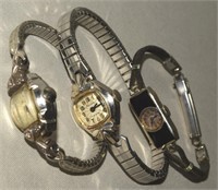 (3) Vtg Ladies Watches w/Deco & Diamond