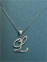 STERLING SILVER LETTER L & DIAMOND ON CHAIN