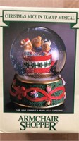 NEW Christmas mice in teacup snowglobe