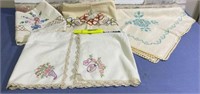 BOX LOT: 4 EMBROIDERED TABLE LINENS/RUNNERS