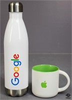 Apple Logo Coffee Cup, Google Logo Water Bottle