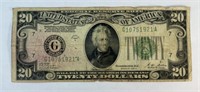 1928 $20 BILL GOLD SEAL FEDERAL RESERVE NOTE