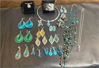 Turquoise, Opal, Silver & Gold Costume Jewelry