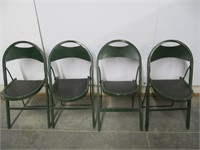 4 OLDER STACKMORE WOODEN FOLDING CHAIRS