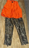 Real Tree camel pants size large and orange vest
