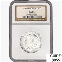 1936 Bridgeport Half Dollar NGC MS66