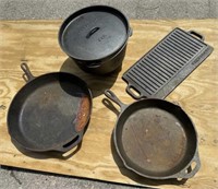 large 5pc cast-iron cookware set  8 quart Dutch