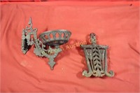 Cast Iron Trivet, Wall Sconce 2pc lot