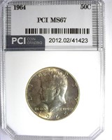1964 Kennedy PCI MS67 EXCELLENT TONING