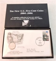 Ten new US five cent coins 2004-06 FDC