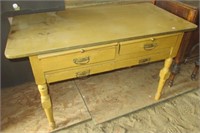 Primitive 4-draw kitchen prep table with cutting