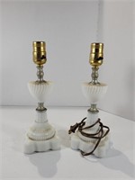 Two Vintage Milk Glass Lamps 12" Tall