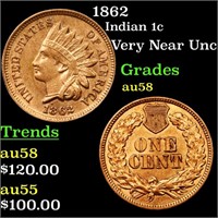 1862 Indian 1c Grades Choice AU/BU Slider