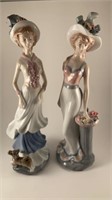 Pair of ceramic lady statues