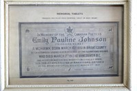 Framed Copy Of  Pauline Johnson Memorial Tablet