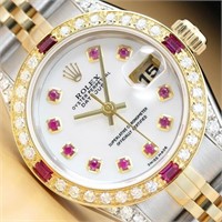 Rolex Ladies Datejust Ruby Diamond Watch